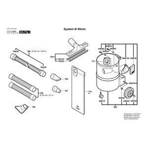 для универсального пылесоса Bosch GAS 12-50 RF 230 V 0601975903, деталировка 3