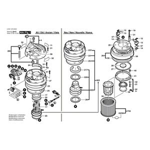 для универсального пылесоса Bosch GAS 12-50 RFH 230 V 0601972803, деталировка 1