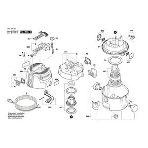 для универсального пылесоса Bosch GAS 1200 L 230 V 3601J7B001, деталировка 1