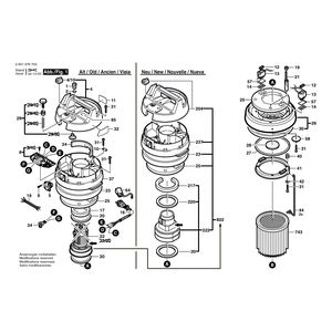 для универсального пылесоса Bosch GAS 14-20 RFB 230 V 0601976703, деталировка 1