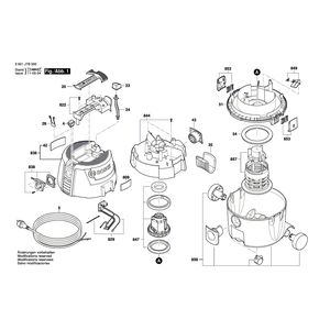 для универсального пылесоса Bosch GAS 15 L 230 V 3601J7B000, деталировка 1