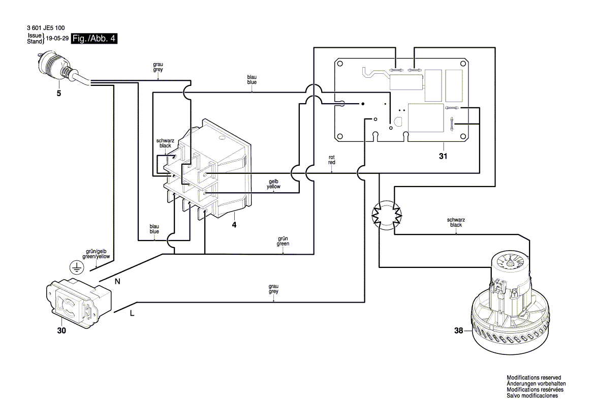 для универсального пылесоса Bosch GAS 15 PS 230 V 3601JE5100, деталировка 4