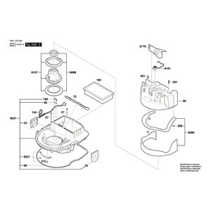 для универсального пылесоса Bosch GAS 35 L AFC 230 V 3601JC3200, деталировка 3