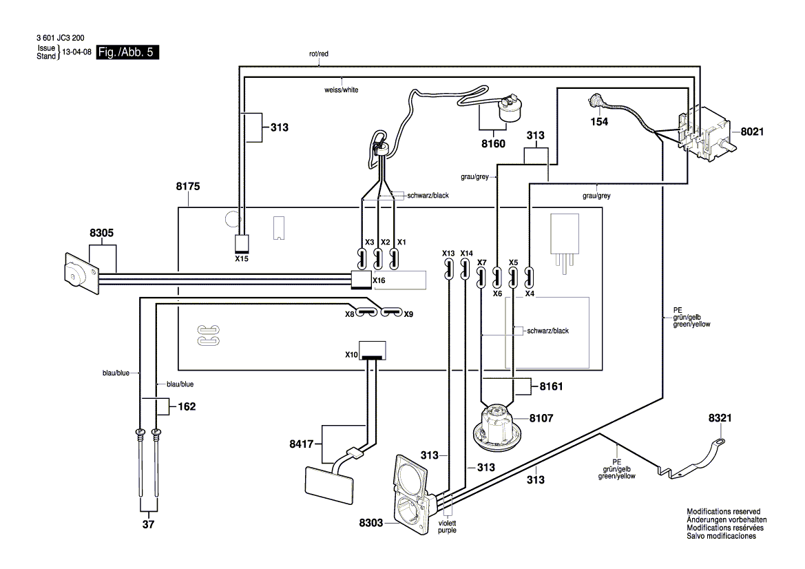 для универсального пылесоса Bosch GAS 35 L AFC 230 V 3601JC3200, деталировка 5