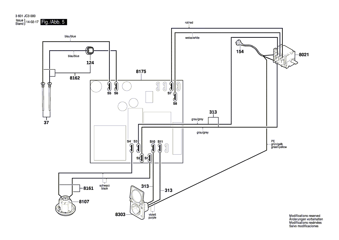 для универсального пылесоса Bosch GAS 35 L SFC 230 V 3601JC3000, деталировка 5