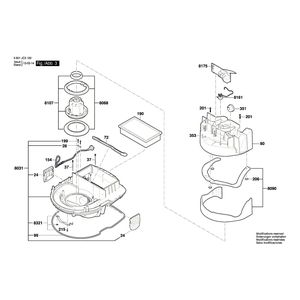 для универсального пылесоса Bosch GAS 35 M AFC 230 V 3601JC3100, деталировка 3