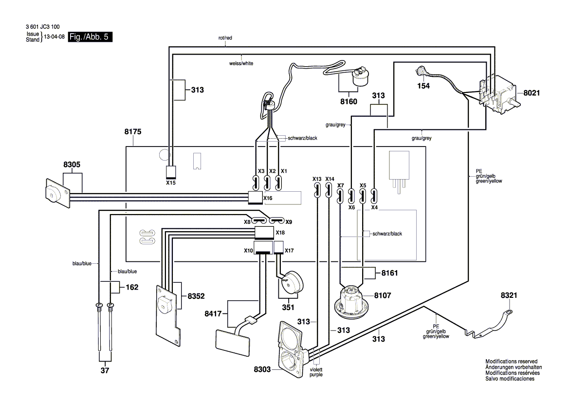 для универсального пылесоса Bosch GAS 35 M AFC 230 V 3601JC3100, деталировка 5