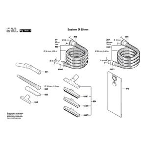 для универсального пылесоса Bosch GAS 50 M 230 V 0601988103, деталировка 3