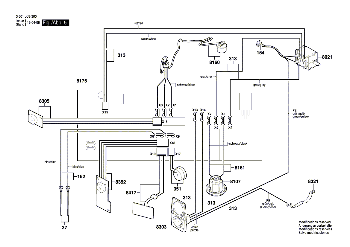 для универсального пылесоса Bosch GAS 55 M AFC 230 V 3601JC3300, деталировка 5