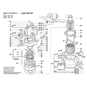 для универсального пылесоса Bosch GAS 900 RF 220 V 0601971003, деталировка 1