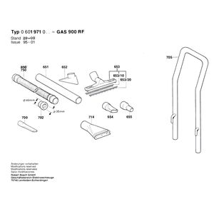 для универсального пылесоса Bosch GAS 900 RF 220 V 0601971003, деталировка 2