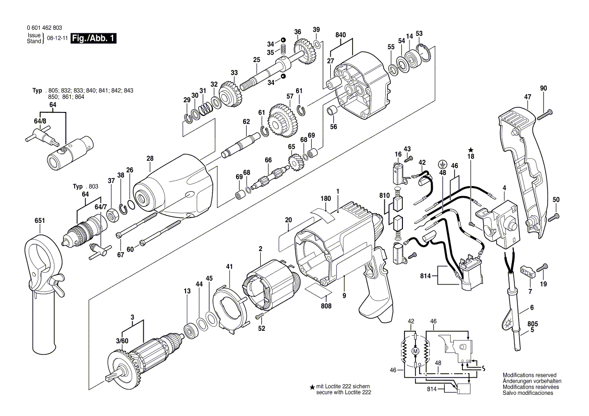 для резьбореза Bosch GGW 10 E 230 V 0601462803, деталировка 1