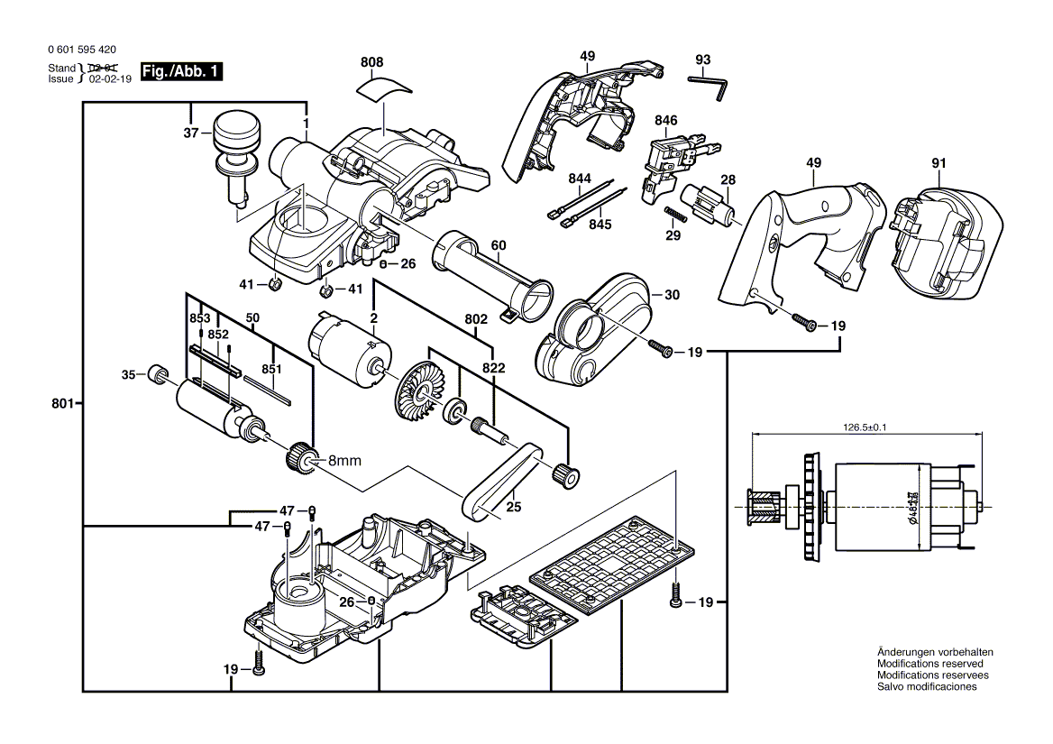 для рубанка Bosch GHO 14,4 V 14.4 V 0601595420, деталировка 1