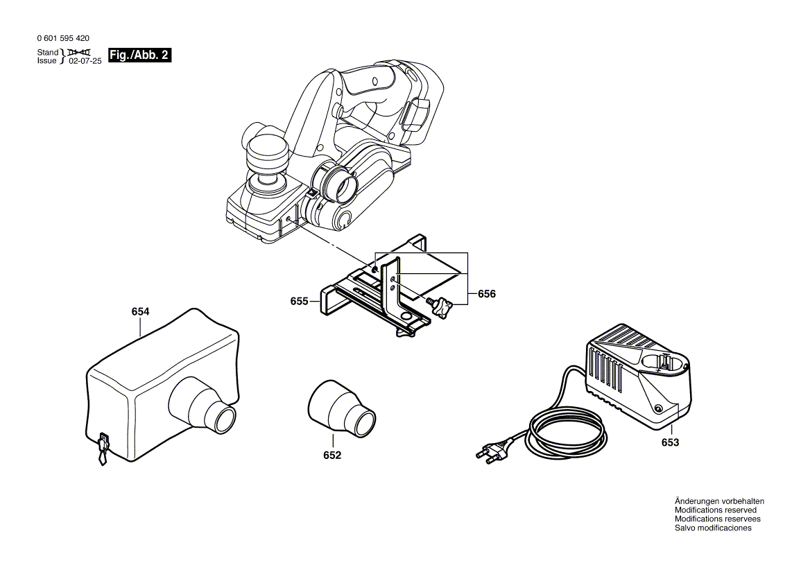 для рубанка Bosch GHO 14,4 V 14.4 V 0601595420, деталировка 2
