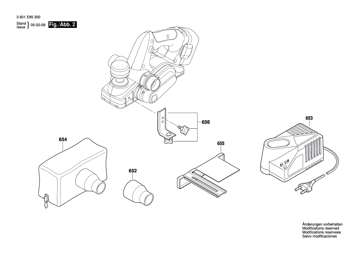 для рубанка Bosch GHO 18 V 18 V 3601E95300, деталировка 2