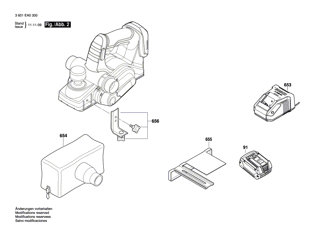 для рубанка Bosch GHO 18 V-LI 18 V 3601EA0300, деталировка 2