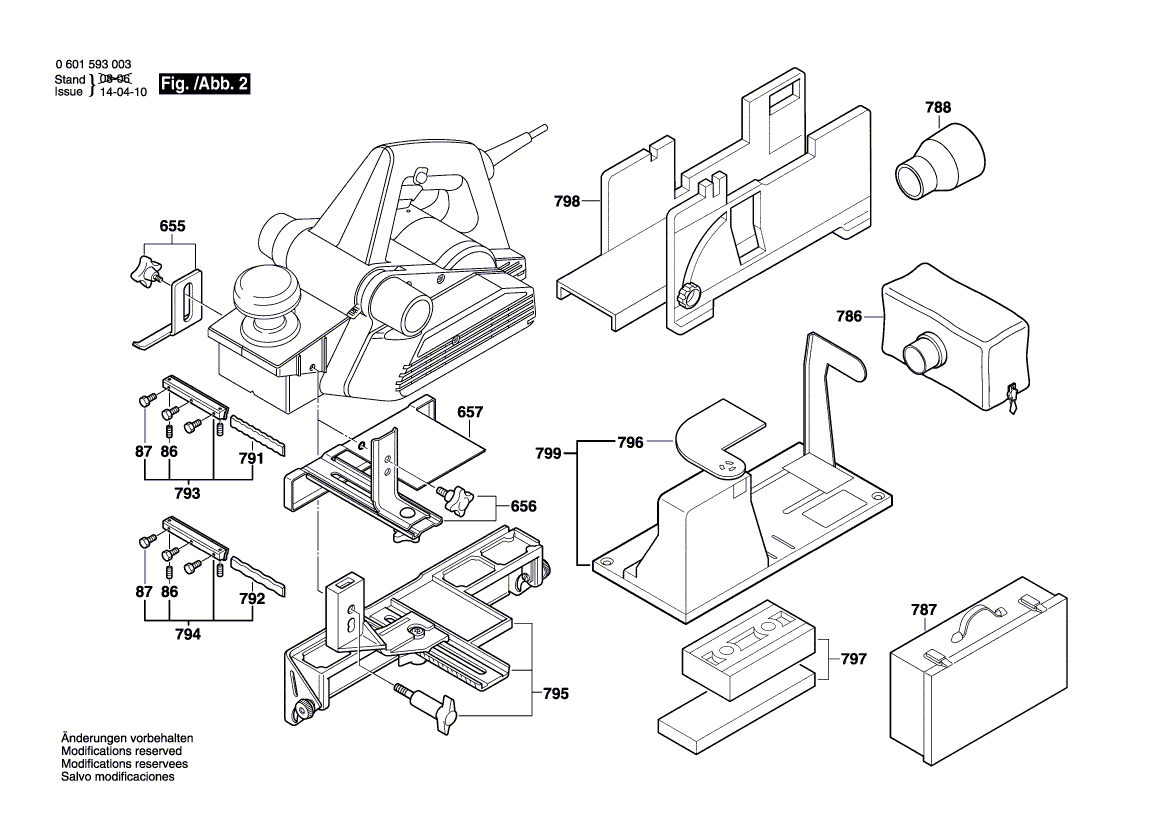 для рубанка Bosch GHO 31-82 220 V 0601593062, деталировка 2