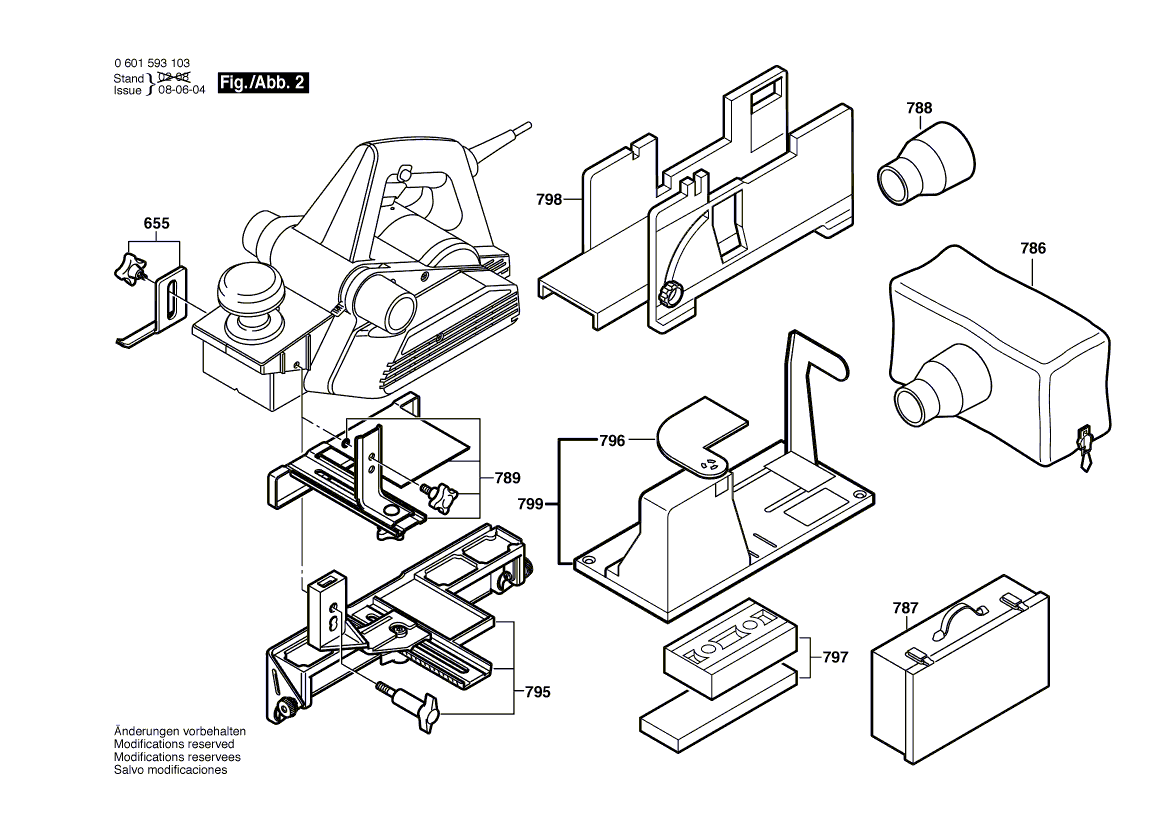 для рубанка Bosch GHO 31-82 230 V 0601593103, деталировка 2