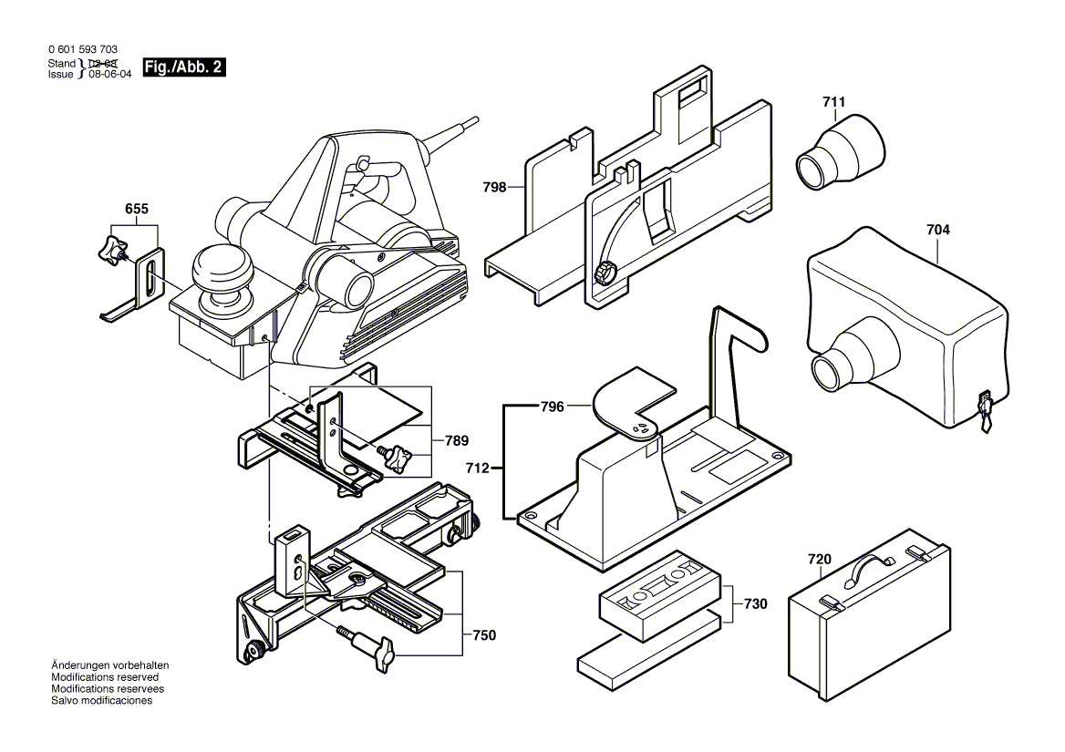 для рубанка Bosch GHO 36-82 C 220 V 0601593703, деталировка 2