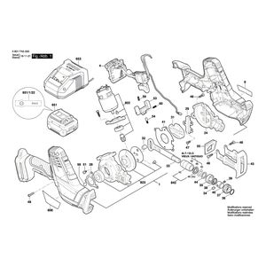 для аккумуляторной сабельной пилы Bosch GSA 18 V-LI C 18 V 3601FA5000, деталировка 1