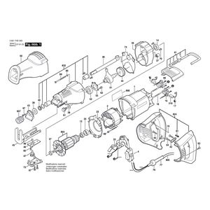 для сабельной пилы Bosch GSA 1200 E 230 V 3601F4E003, деталировка 1