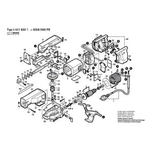 для сабельной пилы Bosch GSA 1300 PE 230 V 0601633703, деталировка 1