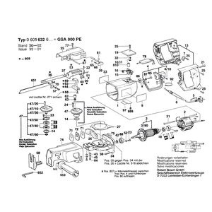 для сабельной пилы Bosch GSA 900 PE 220 V 0601632603, деталировка 1