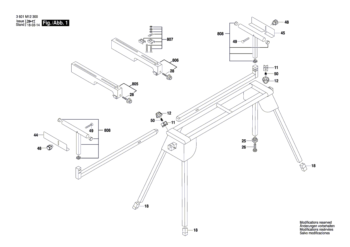 для рабочего стола Bosch GTA 2600 0601B12300, деталировка 1