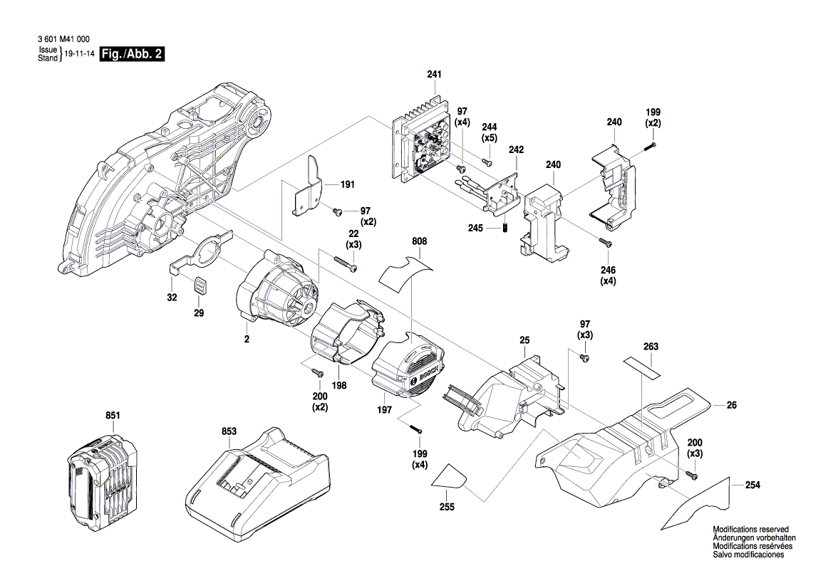 для торцевочной пилы Bosch GCM 18V-216 18 V 3601M41000, деталировка 2