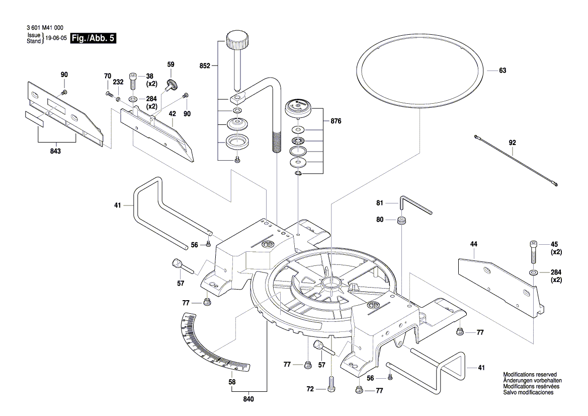 для торцевочной пилы Bosch GCM 18V-216 18 V 3601M41000, деталировка 5