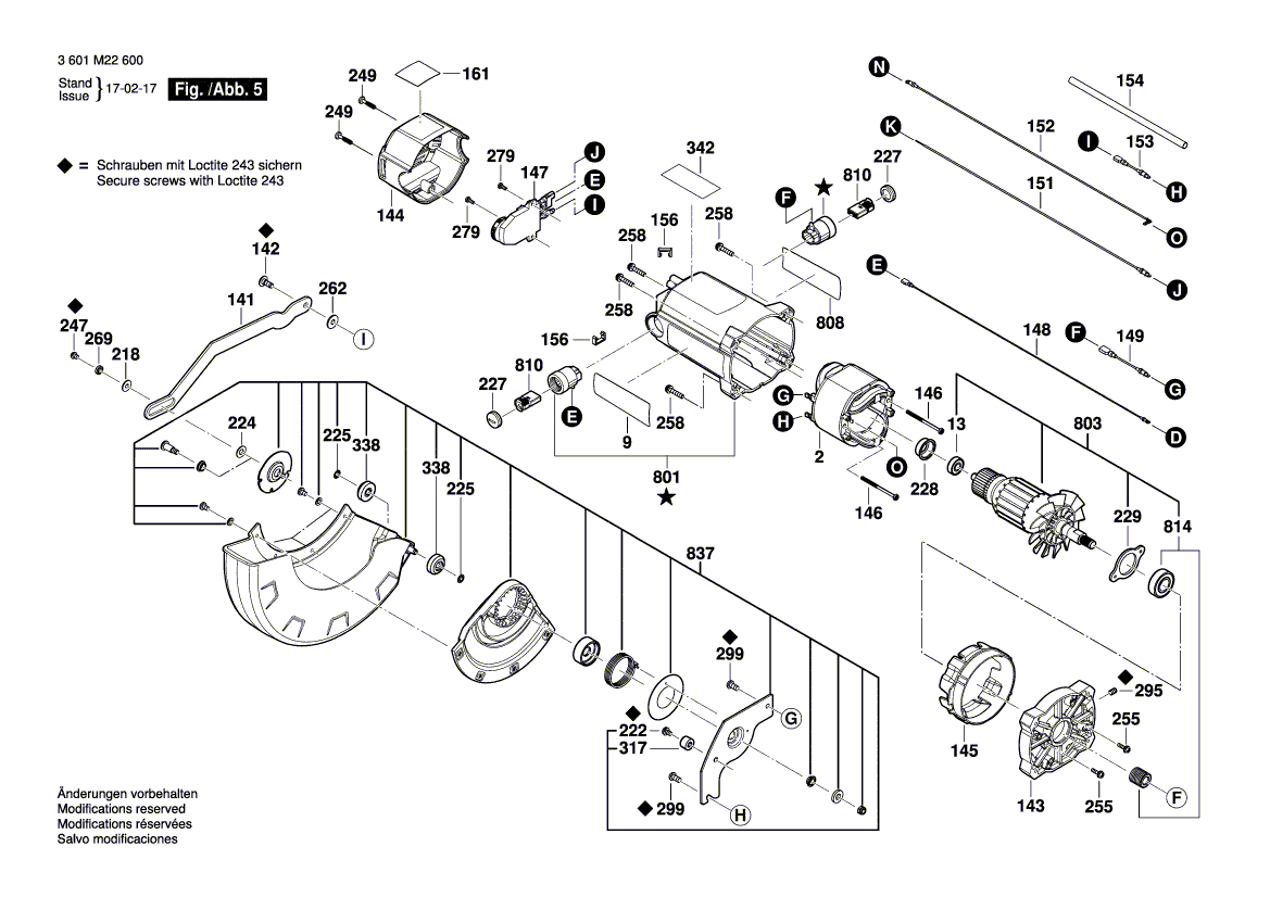 для торцевочной пилы Bosch GCM 350-254 230 V 3601M22600, деталировка 5