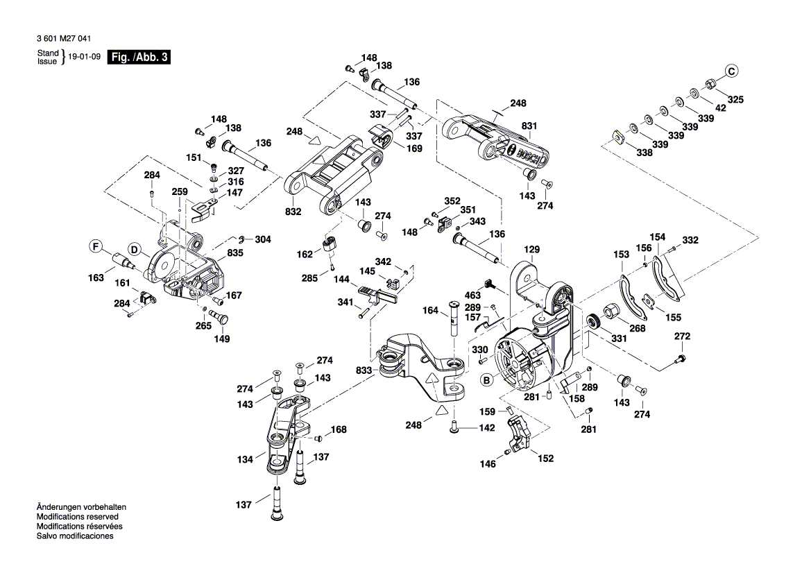 для торцевочной тяговой пилы Bosch GCM 10 GDJ 230 V 3601M27000, деталировка 3