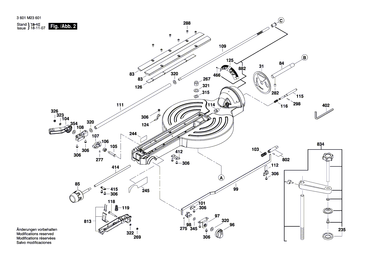 для торцевочной тяговой пилы Bosch GCM 12 GDL 230 V 3601M23601, деталировка 2