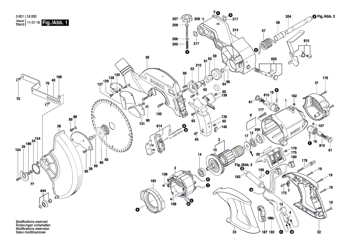 для торцевочной тяговой пилы Bosch GCM 8 S 230 V 3601L16000, деталировка 1