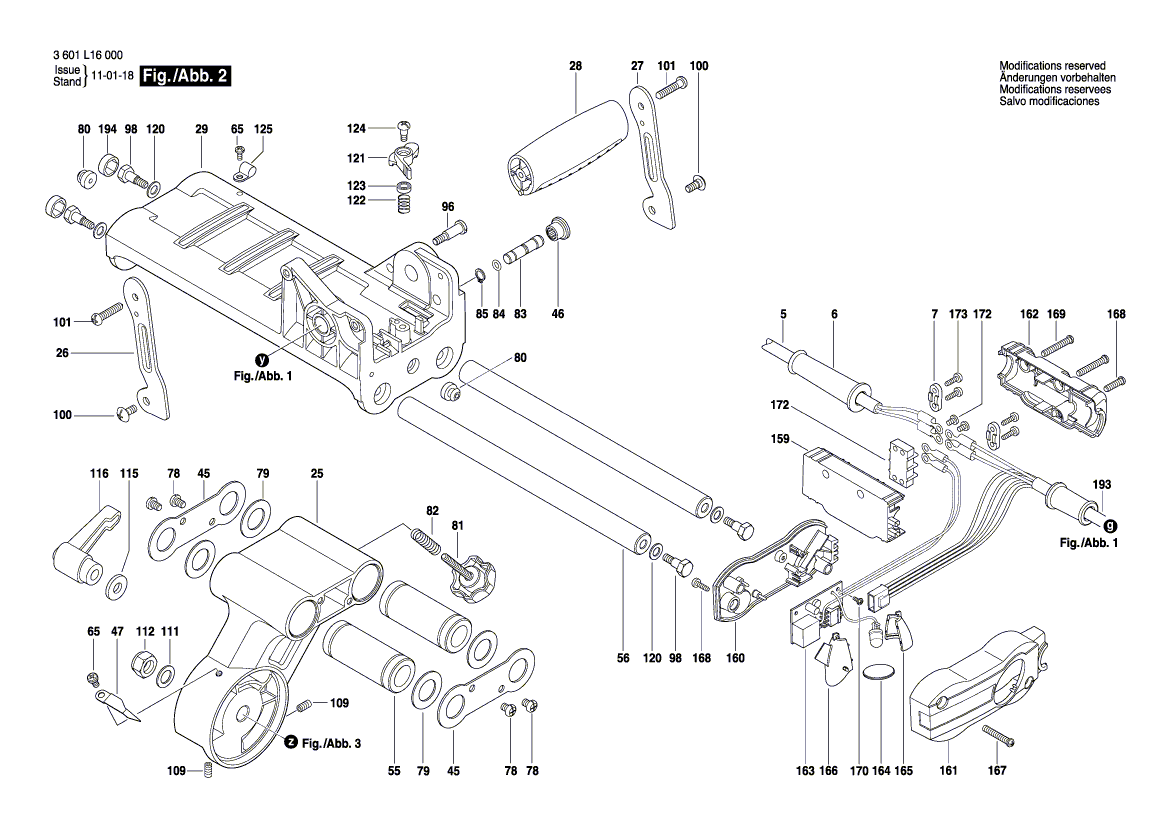 для торцевочной тяговой пилы Bosch GCM 8 S 230 V 3601L16000, деталировка 2