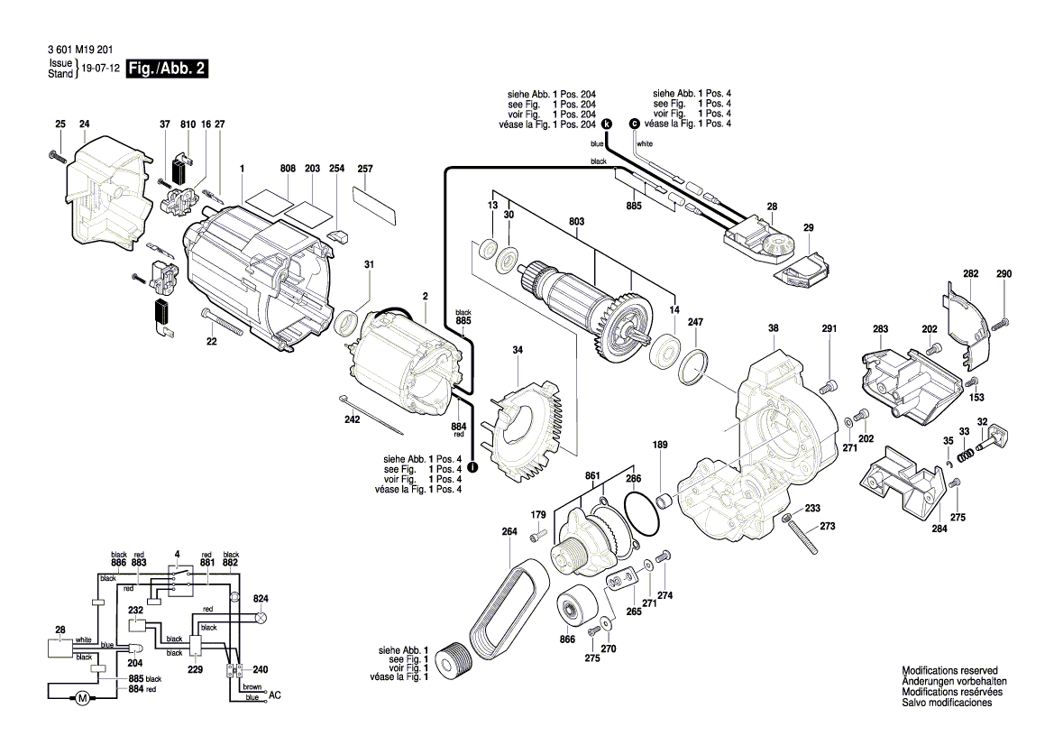 для торцевочной тяговой пилы Bosch GCM 8 SDE 230 V 3601M19201, деталировка 2