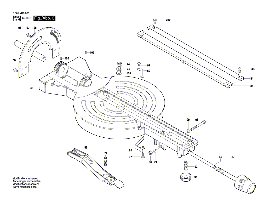 для торцевочной тяговой пилы Bosch GCM 80 SJ 230 V 3601M19001, деталировка 3