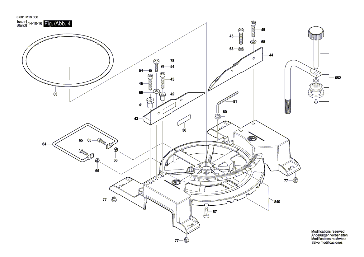 для торцевочной тяговой пилы Bosch GCM 80 SJ 230 V 3601M19001, деталировка 4