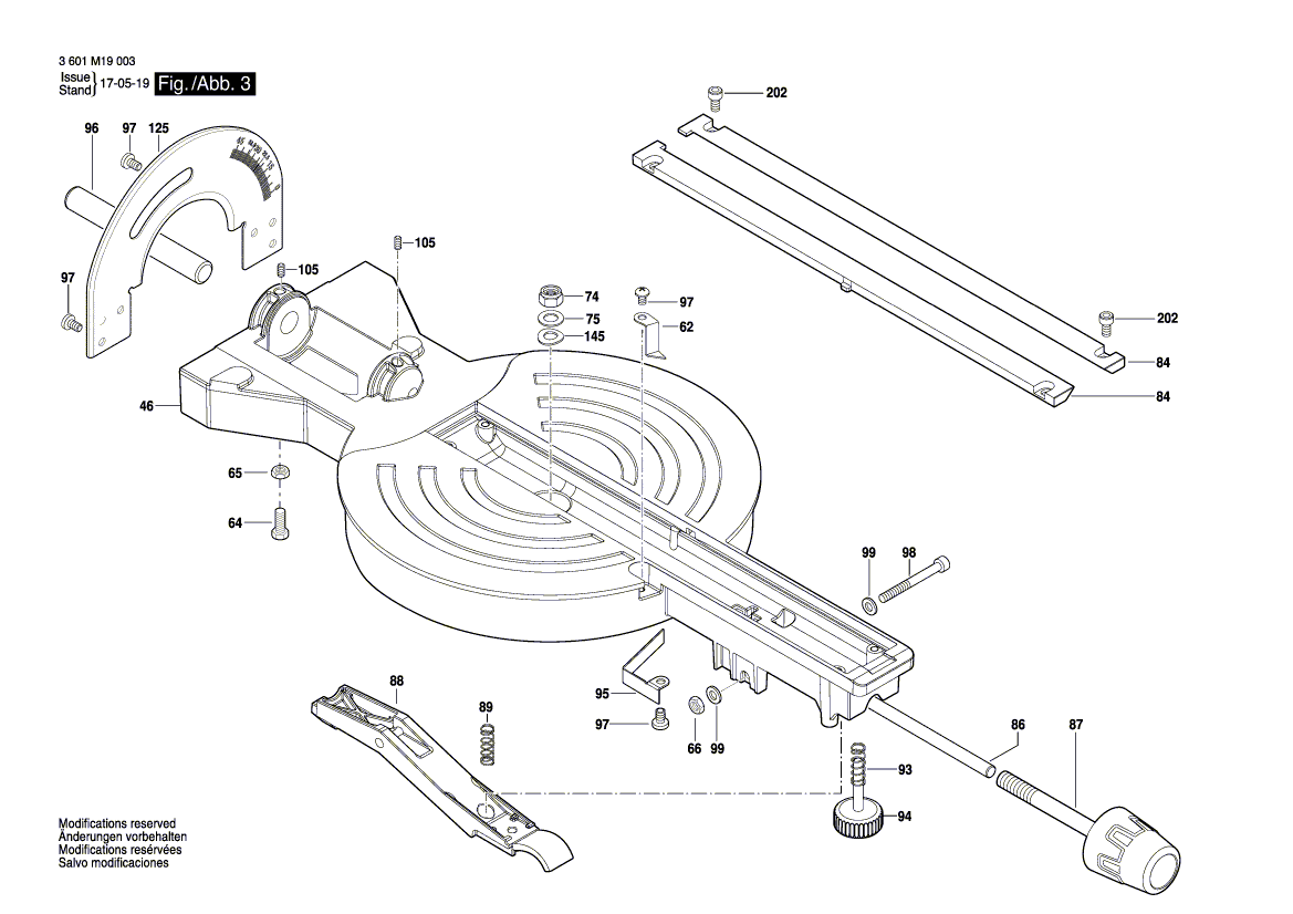 для торцевочной тяговой пилы Bosch GCM 80 SJ 230 V 3601M19004, деталировка 3