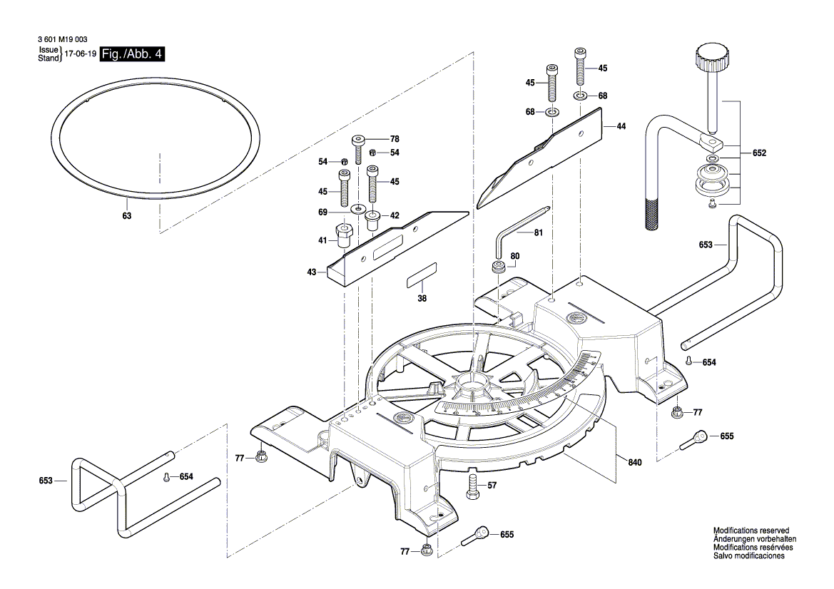 для торцевочной тяговой пилы Bosch GCM 80 SJ 230 V 3601M19004, деталировка 4