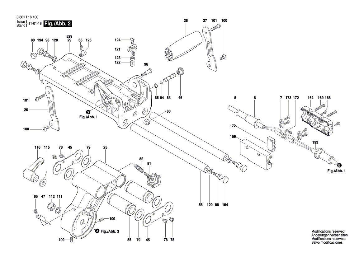 для торцевочной тяговой пилы Bosch GCM 800 S 230 V 3601L16100, деталировка 2