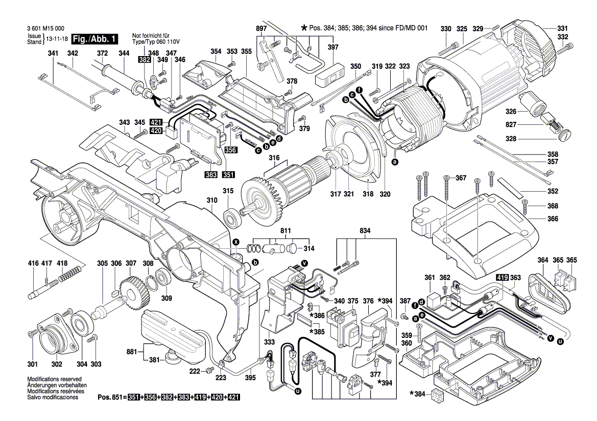 для усовочной пилы Bosch GTM 12 230 V 3601M15000, деталировка 1