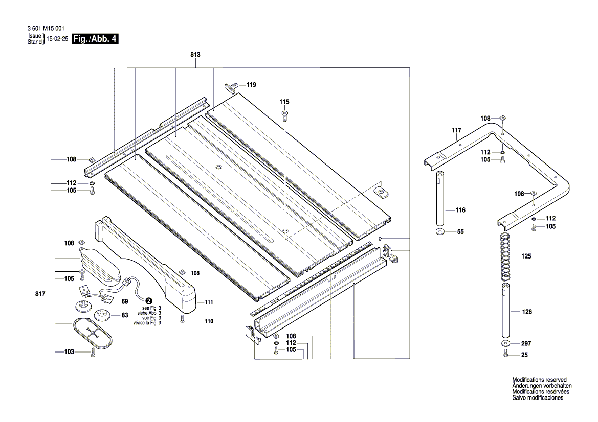 для усовочной пилы Bosch GTM 12 JL 230 V 3601M15001, деталировка 4