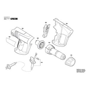 для термовоздуходувки Bosch GHG 18-60 230 V 3601BA61K0, деталировка 1