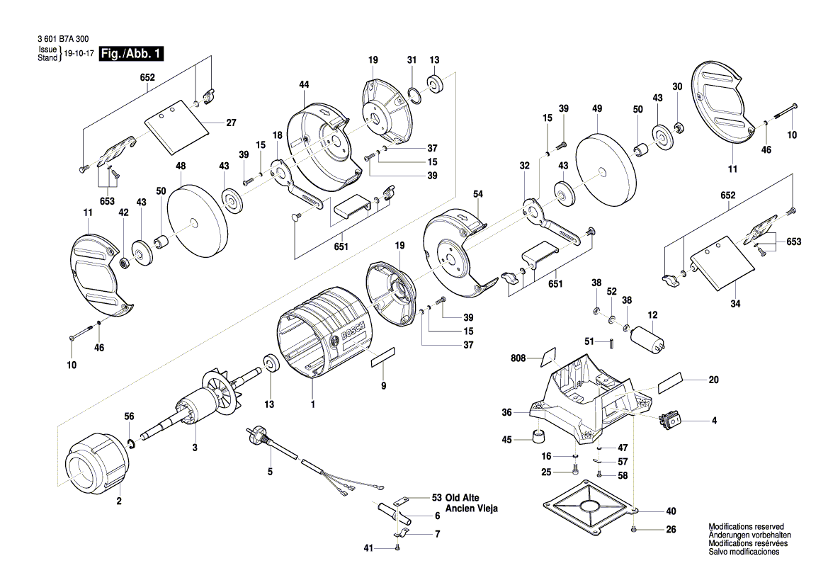 для точила Bosch GBG 35-15 230 V 3601B7A300, деталировка 1