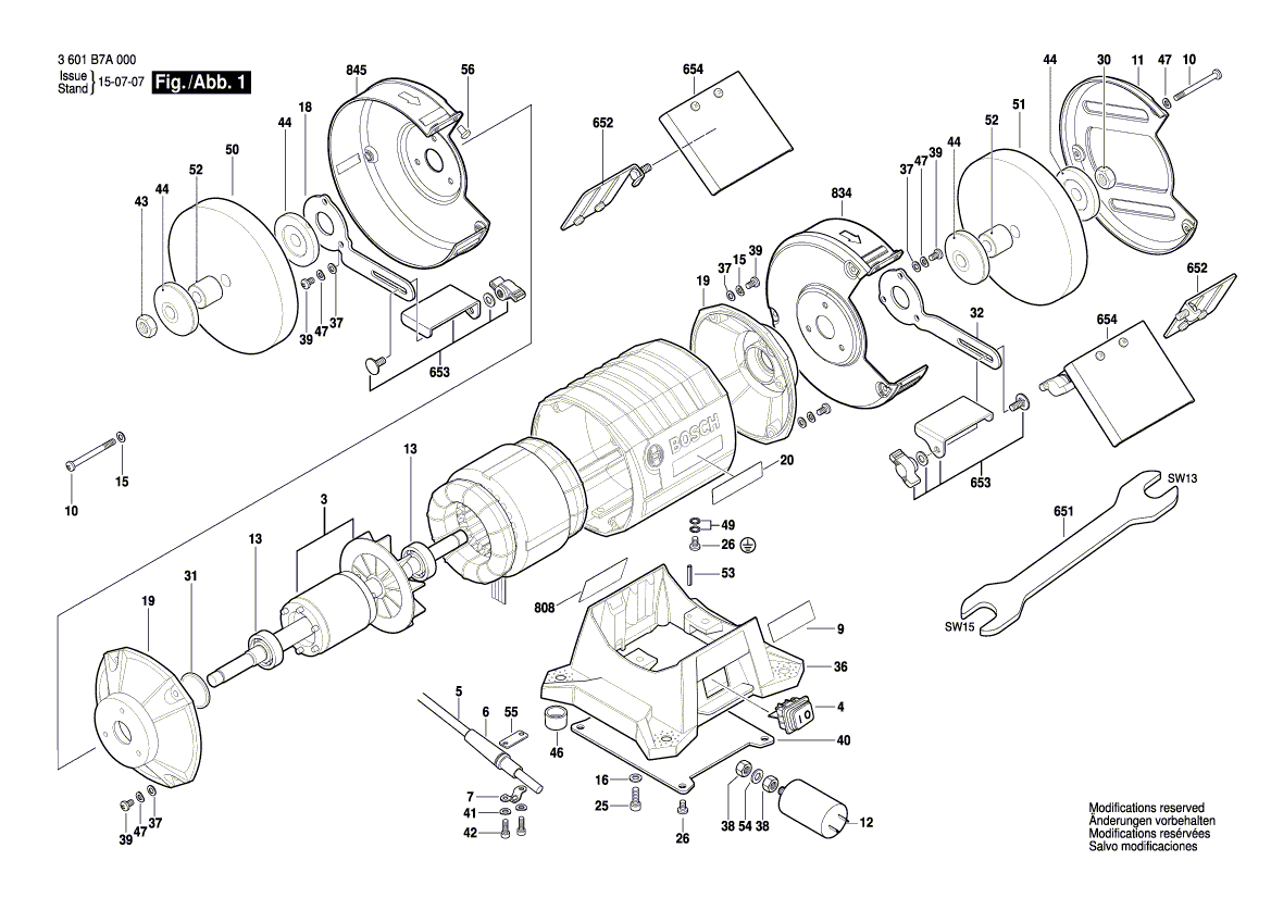 для точила Bosch GBG 6 230 V 3601B7A000, деталировка 1