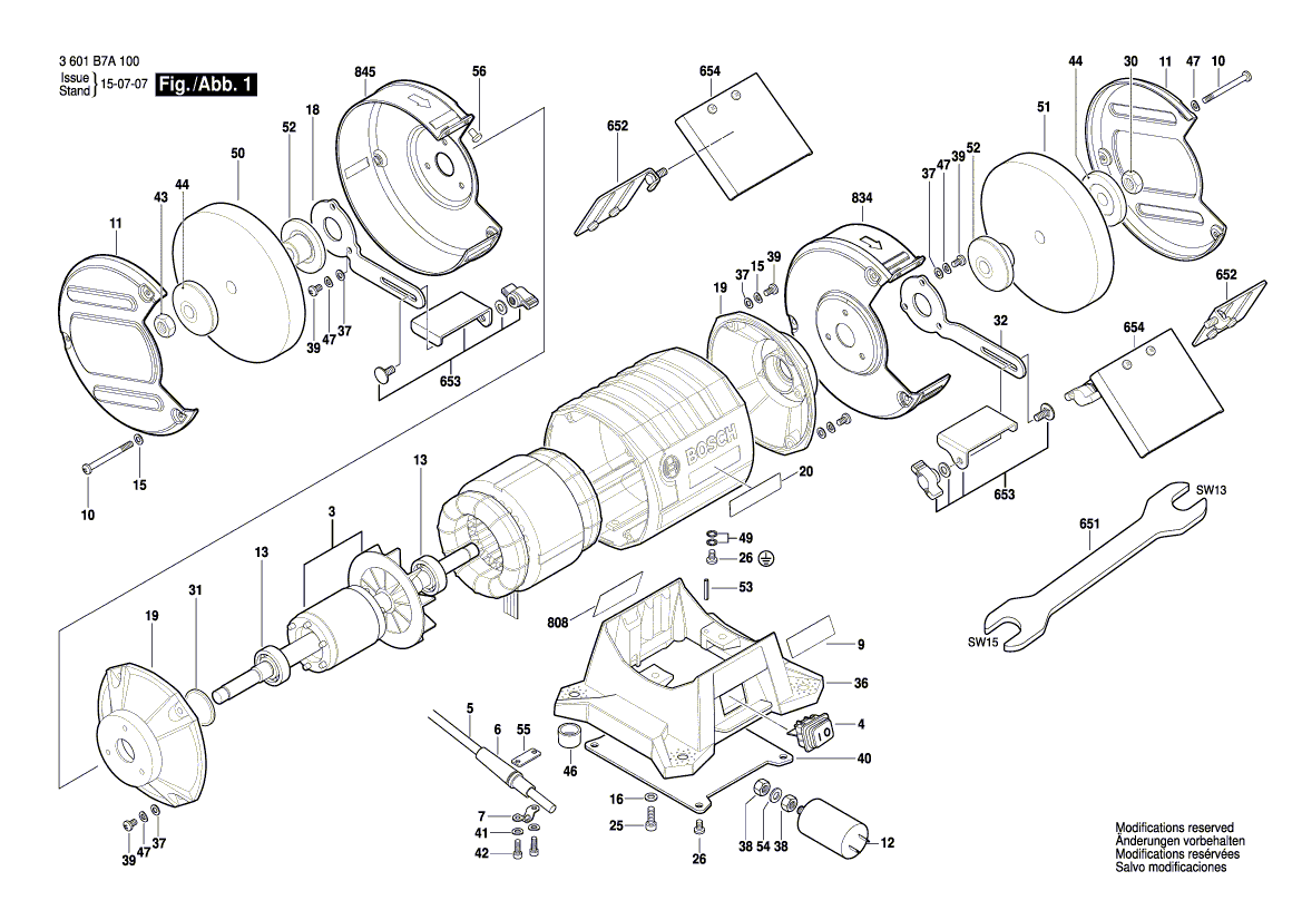 для точила Bosch GBG 8 230 V 3601B7A100, деталировка 1