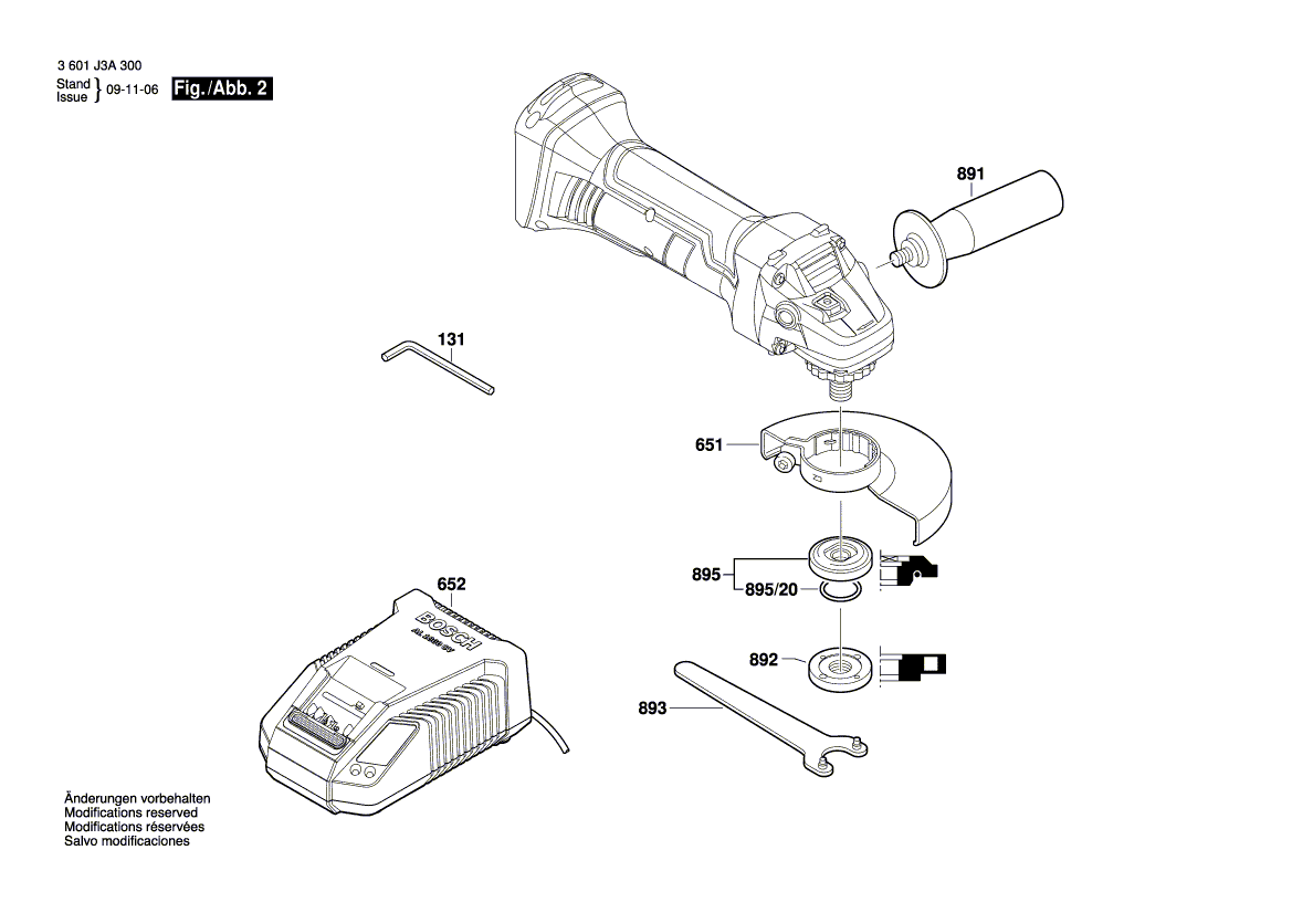 для аккумуляторной шлифмашины Bosch GWS 18 V-LI 18 V 3601J3A300, деталировка 2