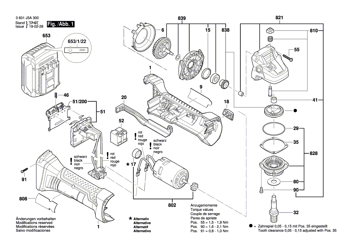 для аккумуляторной шлифмашины Bosch GWS 18-125 V-LI 18 V 3601J3A301, деталировка 1
