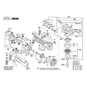 для аккумуляторной шлифмашины Bosch GWS 18V-10 18 V 3601JG3201, деталировка 1